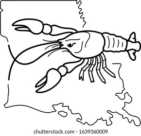 The Crawfish production. Made in Louisiana. Abstract symbol of State. Vector outline icon.