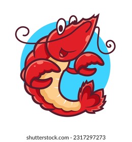 Crawfish Red Cartoon Mascot Logo