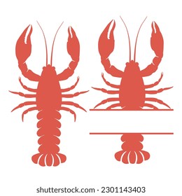 crawfish silhouette. vector illustration of crawfish,crawfish on white background.