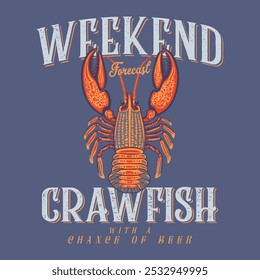 Crawfish tee design, Unisex Women's Men's Shirt, Crayfish Shirt, Fishing Shirt, Funny Fish tee, Vintage retro print, seafood Crawfish sketch, drawing artwork grunge apparel t-shirt