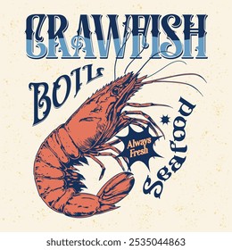 Crawfish tee design, Unisex Women's Men's Shirt, Crayfish Shirt, Fishing Shirt, Funny Fish tee, Vintage retro print, seafood Crawfish sketch, drawing artwork grunge apparel t-shirt