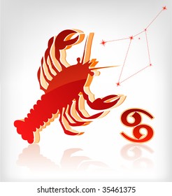 crawfish zodiac astrology icon for horoscope - vector illustration