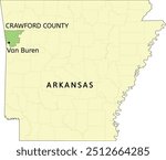 Crawford County and city of Van Buren location on Arkansas state map