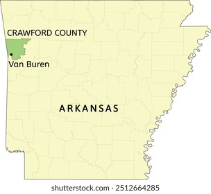 Crawford County and city of Van Buren location on Arkansas state map