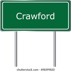 Crawford , Georgia , road sign green vector illustration, road table, USA city