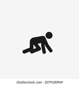 Crawl stickman icon. Clipart image isolated on white background
