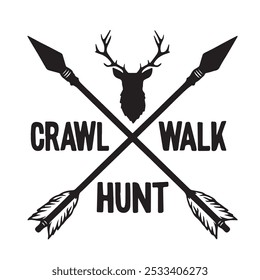 crawl walk hunt logo inspirational positive quotes, motivational, typography, lettering design