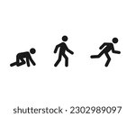 Crawl Walk Run pictogram icon set. Clipart image isolated on white background