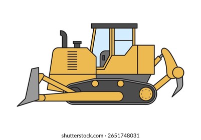 Bulldozer rastejador. Equipamento de construção. Ilustração vetorial.