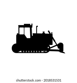 Crawler Bulldozer Icon. Construction Machinery. Flat Vector Illustration.