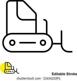 Crawler Bulldozer Vector Line Icon