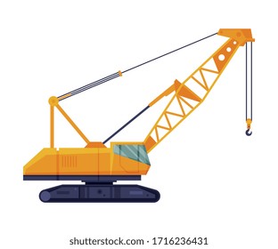 Grúa de construcción del gavilán, servicio de transporte de carga pesada, iluminación de vectores planos del vehículo