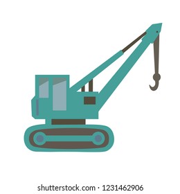 Crawler crane flat style isolated on white background.
