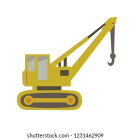 Crawler crane flat style isolated on white background.