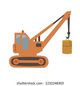 Crawler crane flat style isolated on white background.