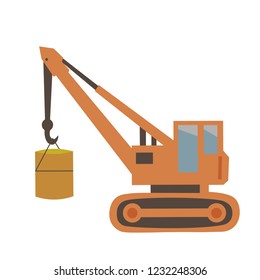 Crawler crane flat style isolated on white background.