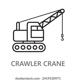 Crawler Crane icon. line vector icon on white background. high quality design element. editable linear style stroke. vector icon.