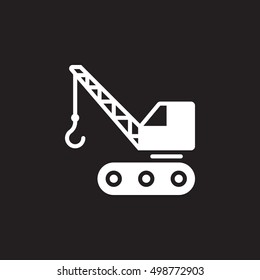crawler crane icon vector, filled flat sign, solid pictogram isolated on black, logo illustration