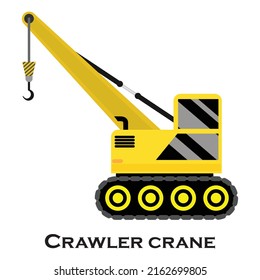 Crawler crane isolated on white background. EPS.file. Cartoon Crawler crane.
