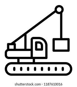 Crawler crane with the lift used in construction sites