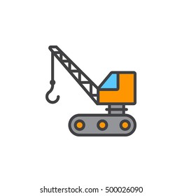 crawler crane line icon, filled outline vector sign, linear colorful pictogram isolated on white. logo illustration