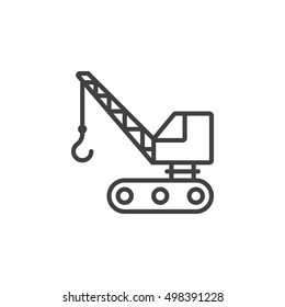 crawler crane line icon, outline vector sign, linear pictogram isolated on white. logo illustration