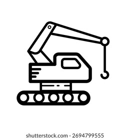 Grúa sobre orugas - icono de Vector de línea