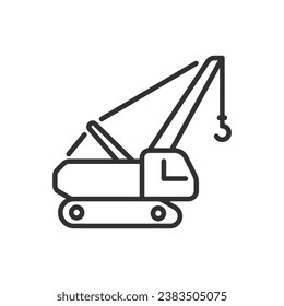 Crawler crane, linear icon. Line with editable stroke