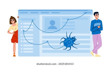 crawler crawling seo  vector.  txt crawl, google nofollow, data engine crawler crawling seo character. people flat cartoon illustration