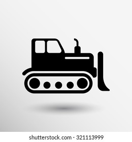 Crawler Dozer Tractor Icon Vector Button Logo Symbol Concept.