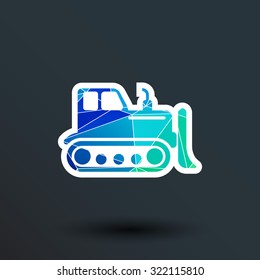 Crawler Dozer tractor icon vector button logo symbol concept.