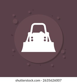 Crawler dozer vector icon, front view
