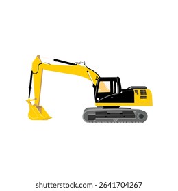 Crawler Excavator. Construction and Industrial Machinery Vector Illustration