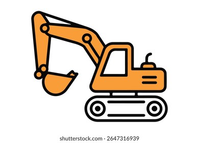 Crawler excavator icon vector illustration, Construction equipment icon vector isolated on white background 