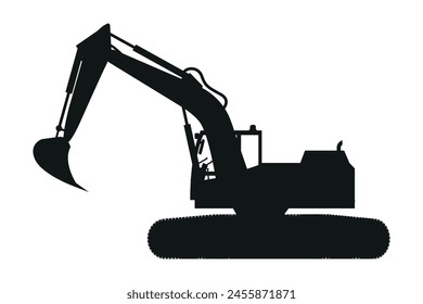 Raupenbagger Silhouette. Schwermaschinen für Bau und Bergbau