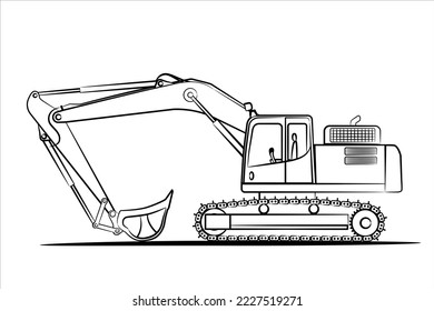 Excavator Illustration Vintage Style Digger Drawing Backhoe - Etsy Canada