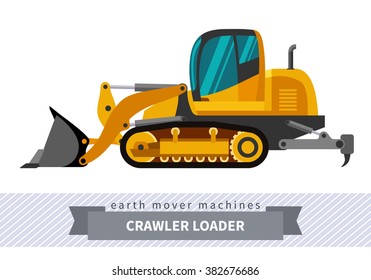 Crawler loader. Heavy equipment vehicle isolated color vector illustration.