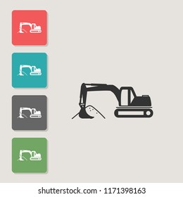 Crawler tractor, excavator - vector icon. Symbol for web, infographics, print design and mobile UX/UI kit. Vector illustration, EPS10.