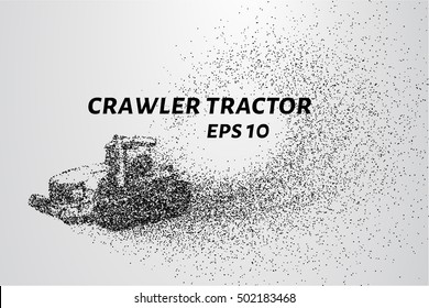 Crawler tractor from the particles. Agricultural machinery breaks down into small molecules. Vector illustration