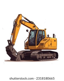 Crawler Wheeled Excavator on white background 
