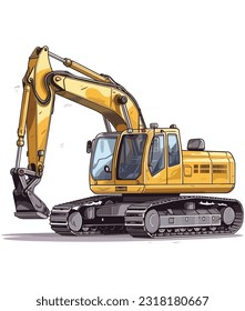 Crawler Wheeled Excavator on white background 
