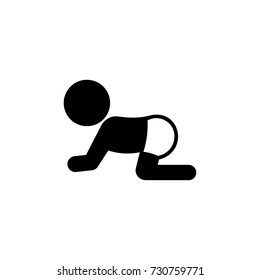 Crawling baby, black isolated baby icon, vector illustration.