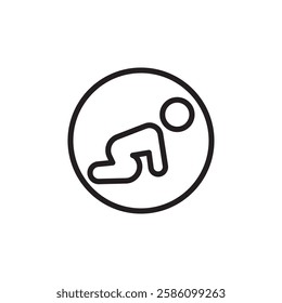 Crawling baby icon black and white vector outline sign