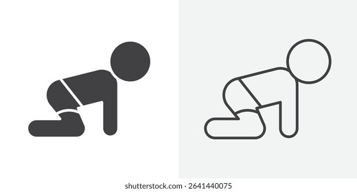 Crawling baby icon Line graphics illustration