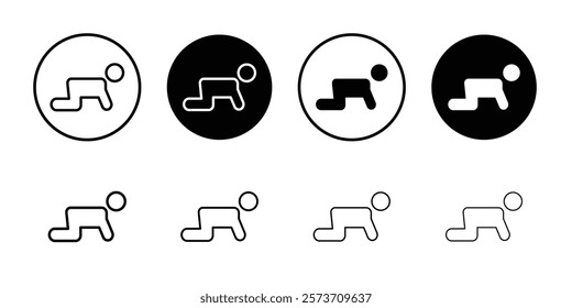 Crawling baby icon Thin line art isolated