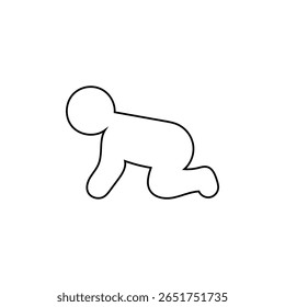 Crawling baby line icon simple infant pictogram on white background. Baby crawling outline.