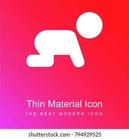 Crawling baby silhouette red and pink gradient material white icon minimal design