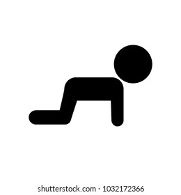  Crawling baby vector icon on white background, Stickman icon, playing growing baby icon