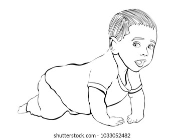 304 Line drawing baby crawling Images, Stock Photos & Vectors ...