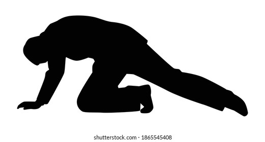 Crawling businessman silhouette vector on white